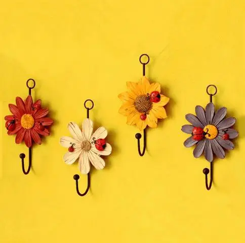 

4 pcs Practical Hook After Hook Idyllic Home Rose Resin Resin Decorative Wall Coat Hooks Coat Hooks flower