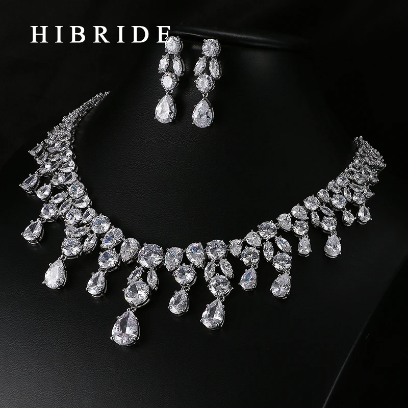 Роскошные высококачественные белые/зеленые Ювелирные наборы HIBRIDE в форме капли