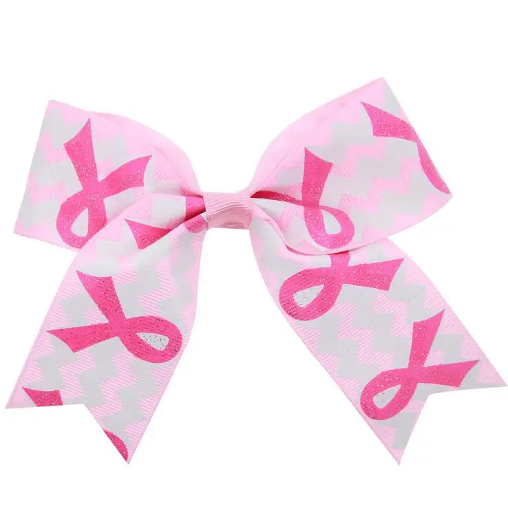 100 шт. рак груди лента для волос бант девочек розовый шеврон розовая раковая