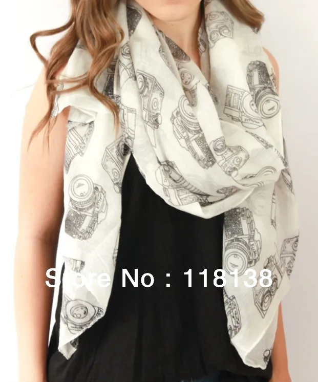 5 шт./лот Модные женские винтажные Ретро камеры дизайн печати Шарф Шаль