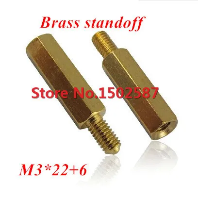 

100 Pieces M3*22+6 Brass Hex Standoff Spacer M3 Male x M3 Female-22mm