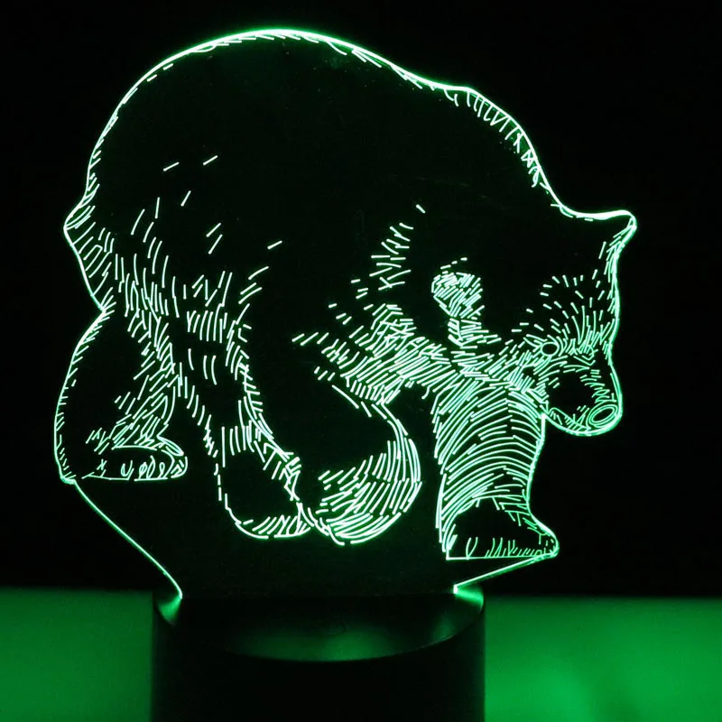 3D светодиодный ночник светильник Polar Bear с 7 цветами для украшения дома