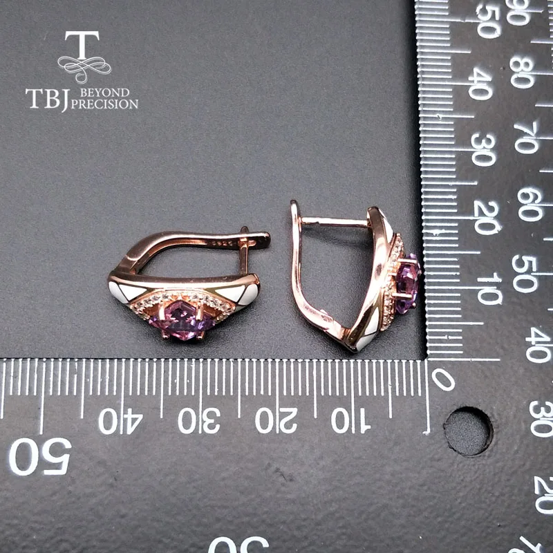 TBJ, серьги с застежкой из натурального аметиста, Настоящее серебро 925 пробы, хорошее ювелирное изделие для женщин, жены, простой роскошный дизайн, Подарок на юбилей, вечерние