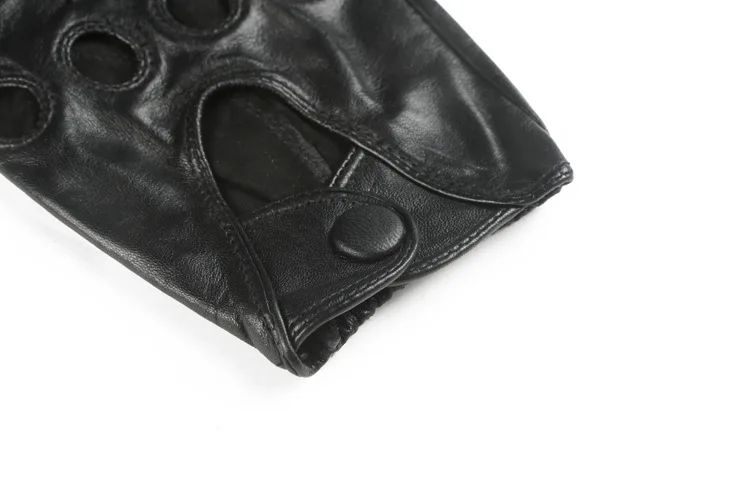 Итальянские мужские перчатки Goatskin, модные мотоциклетные перчатки из натуральной кожи, перчатки для водителей без пальцев, роскошные перчатки с кнопками, черные, коричневые