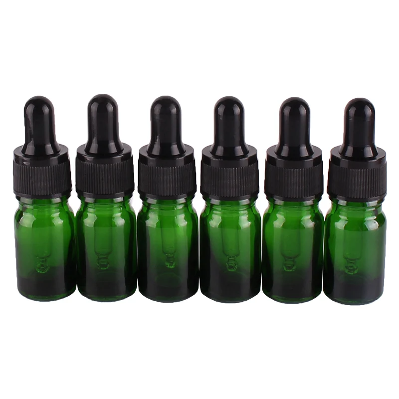 6 шт. 5 мл зеленые стеклянные бутылки капельницы с пипеткой пустые банки для