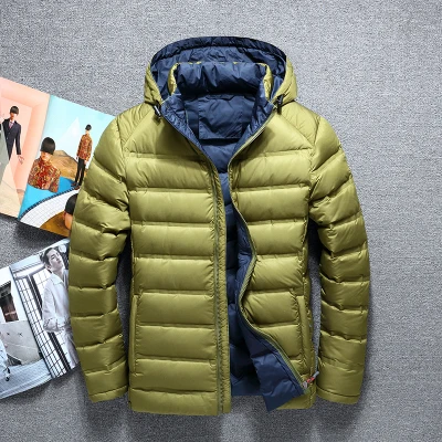 green TEAEGG, теплый повседневный мужской зимний пуховик, короткая парка, Hombre Invierno Chaqueta Plumas Hombre, пуховая куртка, Мужская одежда, 358 - Цвет: green