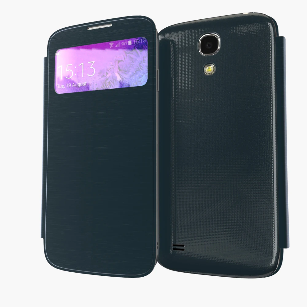 Кожаный чехол для Samsung Galaxy S4 SIV I9500 9500 с откидной крышкой и окошком обзора