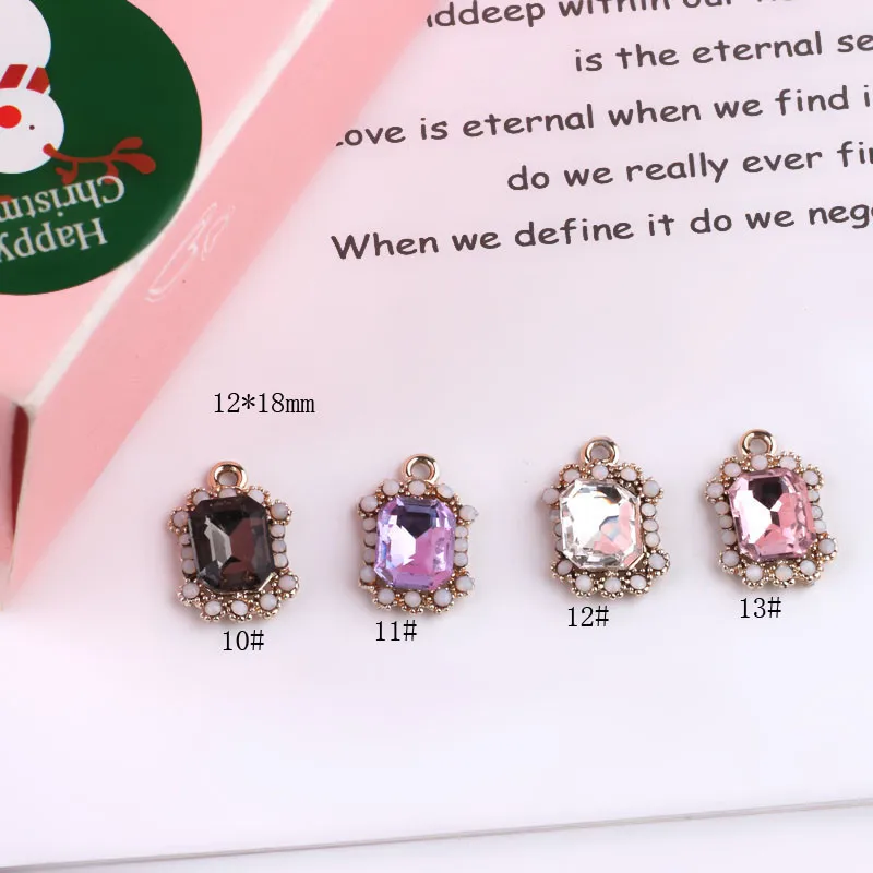 

Free Shipping 10PCs 12*18MM Vintage Style Crystal Rhinestone Necklace Pendants DIY Jewelry Findings Ornament Accessory Charms