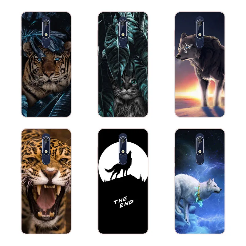 for nokia 5.1 Case Silicon tigon beast Painting Soft TPU Back Cover Protect Phone cases shell |