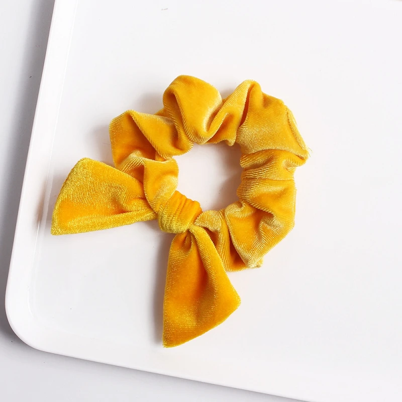 1 ПК Однотонные Ободки из бархата с объемными ушками кролика, резинка для волос для женщин и девочек, аксессуары для заколок и хвостиков