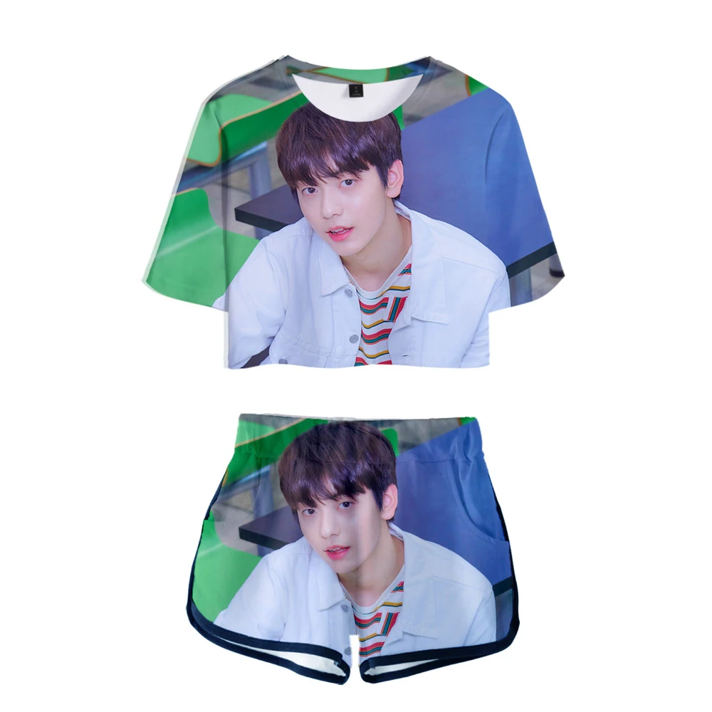 Новинка 2019 лидер продаж женские комплекты футболок с принтом TXT + короткие штаны