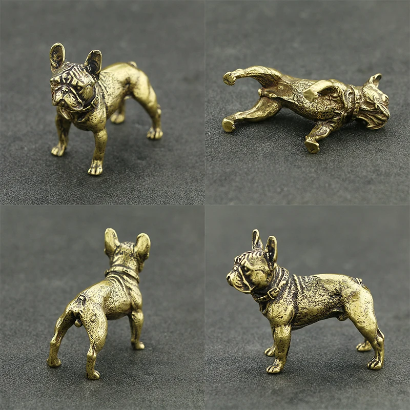 Figurines Dog Ornament Brass Miniature Statue Decoration Bulldog Display Decors Accessories Home Vintage Animal | Дом и сад