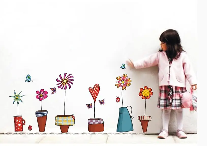 Детский горшок культуры DIY живопись наклейки на стену для спальни Наклейка