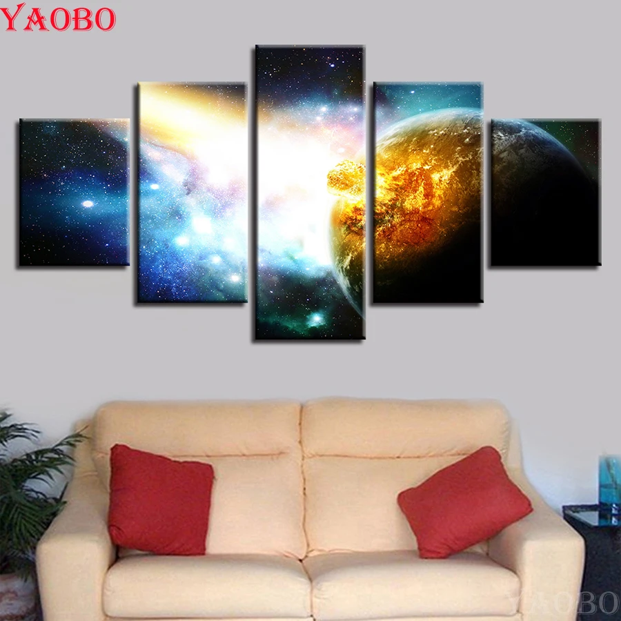 

Diy 5D алмазная картина полностью квадратная мозаика картина из хрусталя и алмазов вышивка 5 шт Вселенная планеты картинки космический пейзаж