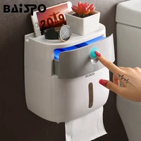baispo double layer toilet paper holder waterproof storage box wall mounted toilet roll dispenser portable toilet paper holders
