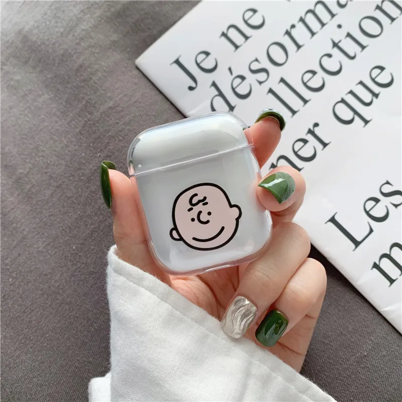 1 Чехол для airpods, милый чехол для наушников, чехол для AirPods, Мультяшные Беспроводные аксессуары для Airpods, прозрачный жесткий чехол для ПК - Цвет: 1