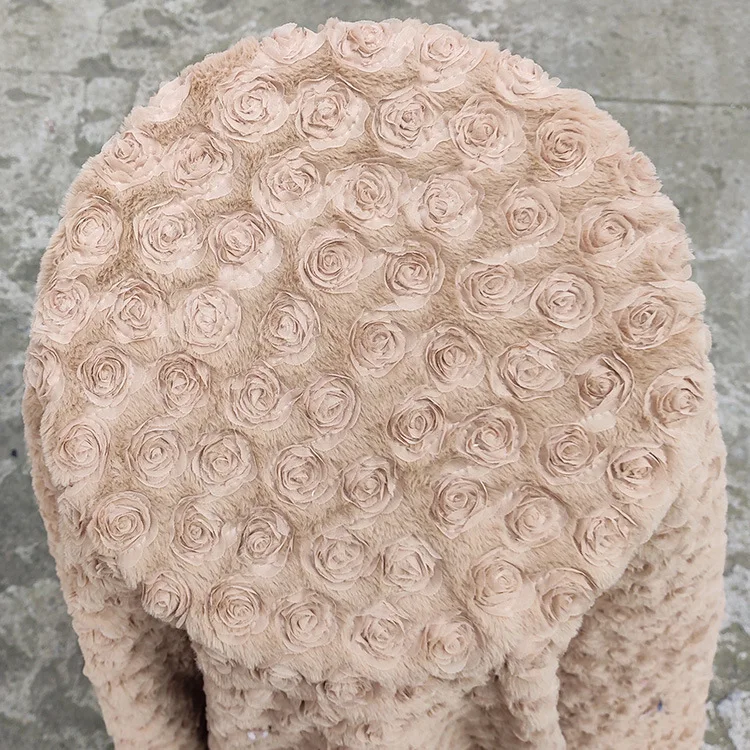 New Arrival Polyester 700 Gram Faux Rabbit Fur Embroidered Rose Flower Toy Sofa Pillow Handmade Sewing Fabric