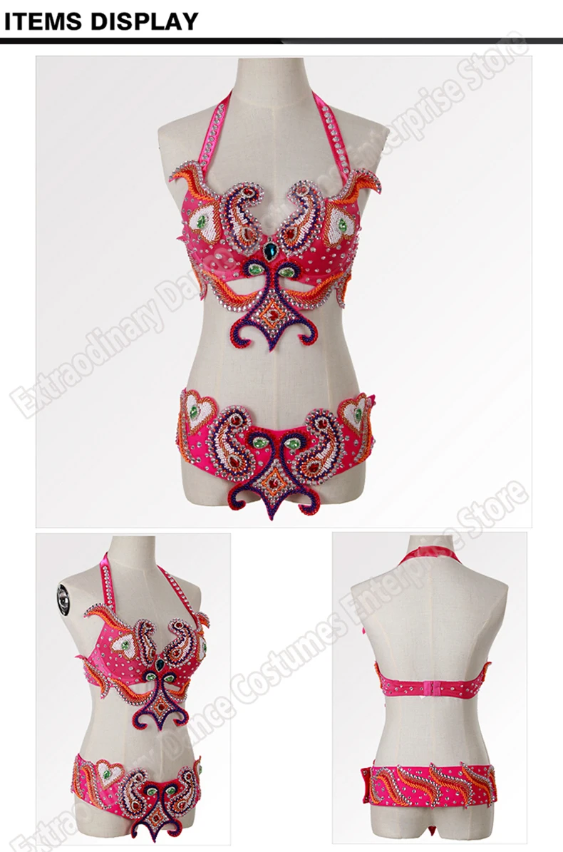 Women Oriental Belly Dancing Costume Bra Belt Beaded Top danse Egyptian orientale Belt Hip Scarf Dance Performance Luxury