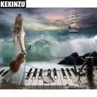 Картина Скрипка 3D квадратная алмазная живопись, искусственный Набор для вышивки крестиком Стразы домашний декор рукоделие BJ