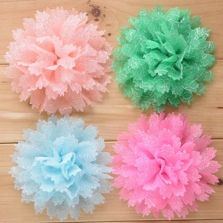 Yundfly 3pcs Satin Ruffled Fabric Flower without Clip For Baby Girls Hair Accessories Hand Craft DIY Hair Flowers 11cm 15colors