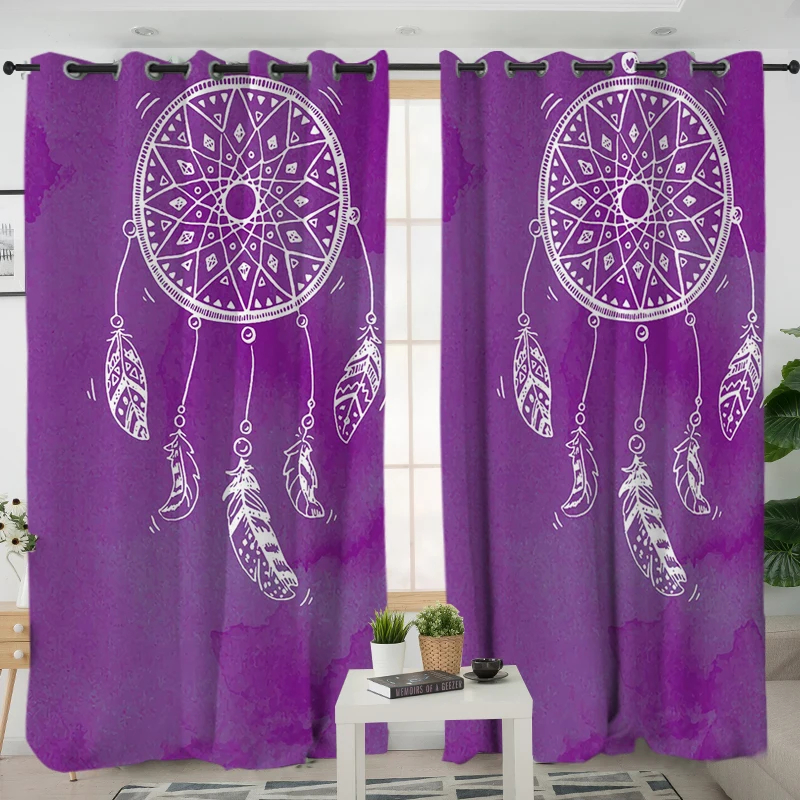 Постельные принадлежности Outlet Dreamcatcher Гостиная занавески s акварель синий розовый фиолетовый занавески для спальни Декор окна лечение шторы