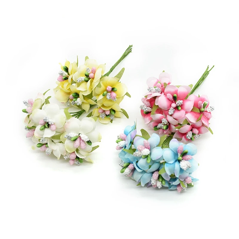 Artificial flowers fake Cherry blossoms for home wedding decoration accessories stamen diy gifts christmas garland silk flower | Дом и сад