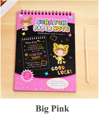 Big Pink Волшебная цветная доска для рисования Радужная скребковая живопись Игрушки Скретч бумага записная книжка черная DIY Рисование игрушки для детей подарок - Цвет: Big Pink