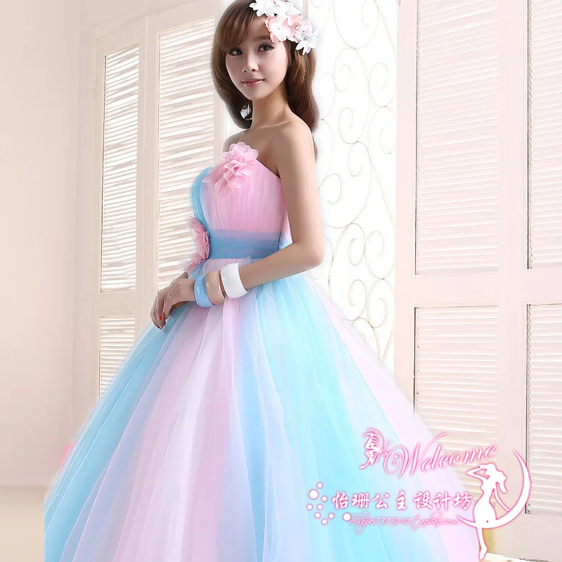 Синие розовые дешевые наряды в пол возлюбленные с открытыми плечами из органзы