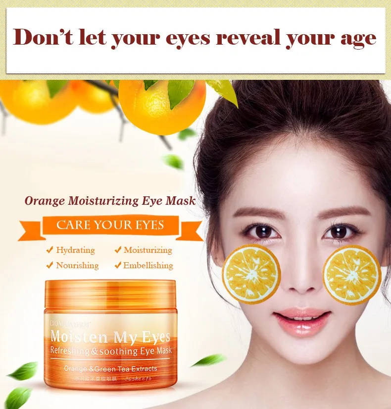 Увлажняющая маска для глаз BIOAQUA Orange, 36 шт./бутылка, Освежающая, Успокаивающая, питающая, увлажняющая, бережная, для ухода за кожей женщин