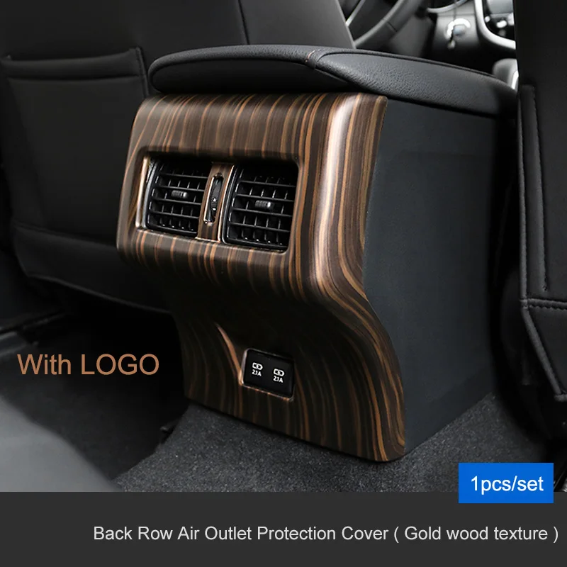 Golden Wood Grain QHCP ABS Eletroplating автомобилей Назад сзади выход кондиционера Vent рамки крышка авто интимные аксессуары для Toyota Camry - Название цвета: Golden Wood Grain