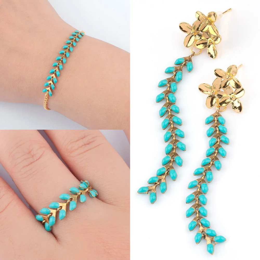DoreenBeads медные Spiky цепи золотой цвет белая эмаль 6 мм (2/8 дюйма) 1 шт. (Приблизительно 0