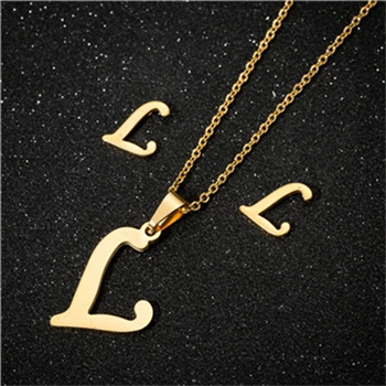 L necklace sets Yiustar модное простое алфавитное ожерелье s для женщин из нержавеющей стали ожерелье цепь A-Z ожерелье с буквенными подвесками индивидуальный подарок - Окраска металла: L necklace sets