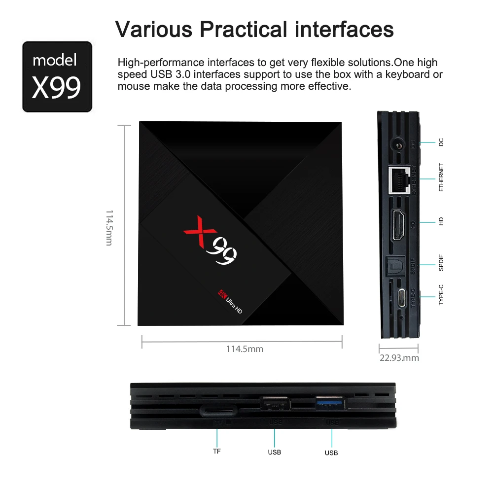 X99 RK3399 4 Гб RAM 64 ROM Android TV Box с голосовым поиском пульт дистанционного управления 5G WiFi