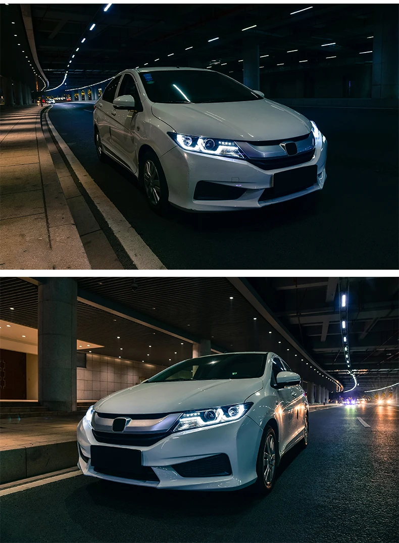 Для Honda City светодиодный головной фонарь Биксеноновая линза для проектора год HID комплект светодиодный фары дневного света ксеноновая лампочка