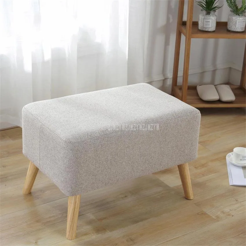 Modern Upholstered Soft 4 Wood Legs Foot Low Stool Cotton Living Room Shoes Change Bedroom Sofa Side Mini Ottoman |