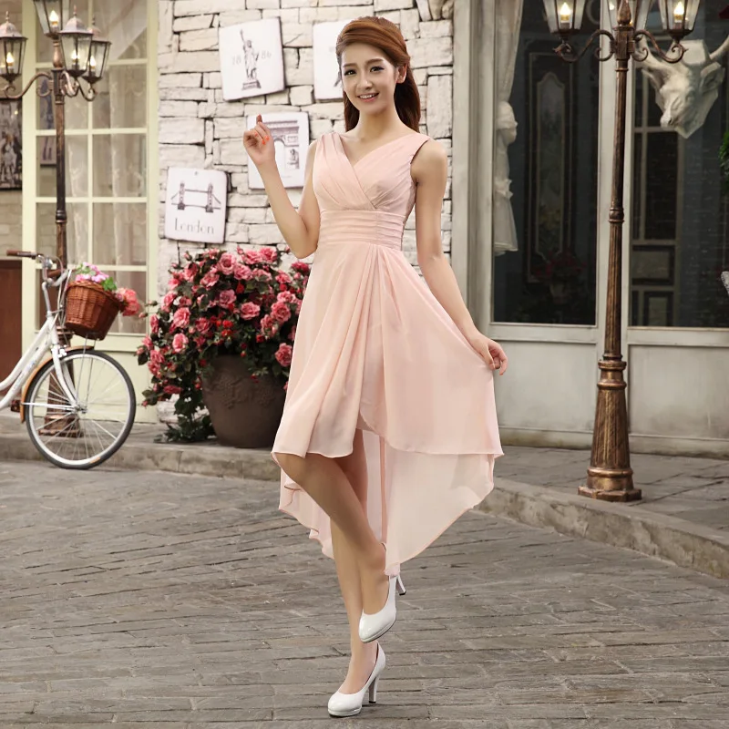 brand kaiqifashion wedding party dress adult varieties nude pink knee-length bridesmaid dresses | Свадьбы и торжества