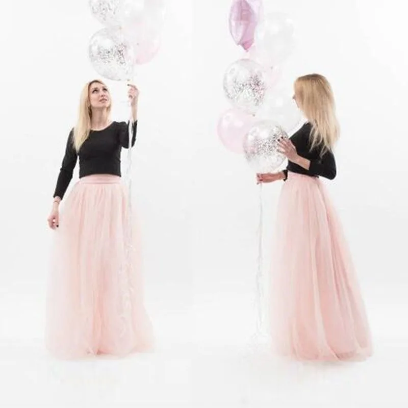 New Fashion Long Tulle Skirts Women Elegant High Waist Mesh Skirt Floor Length Tutu Custom | Женская одежда