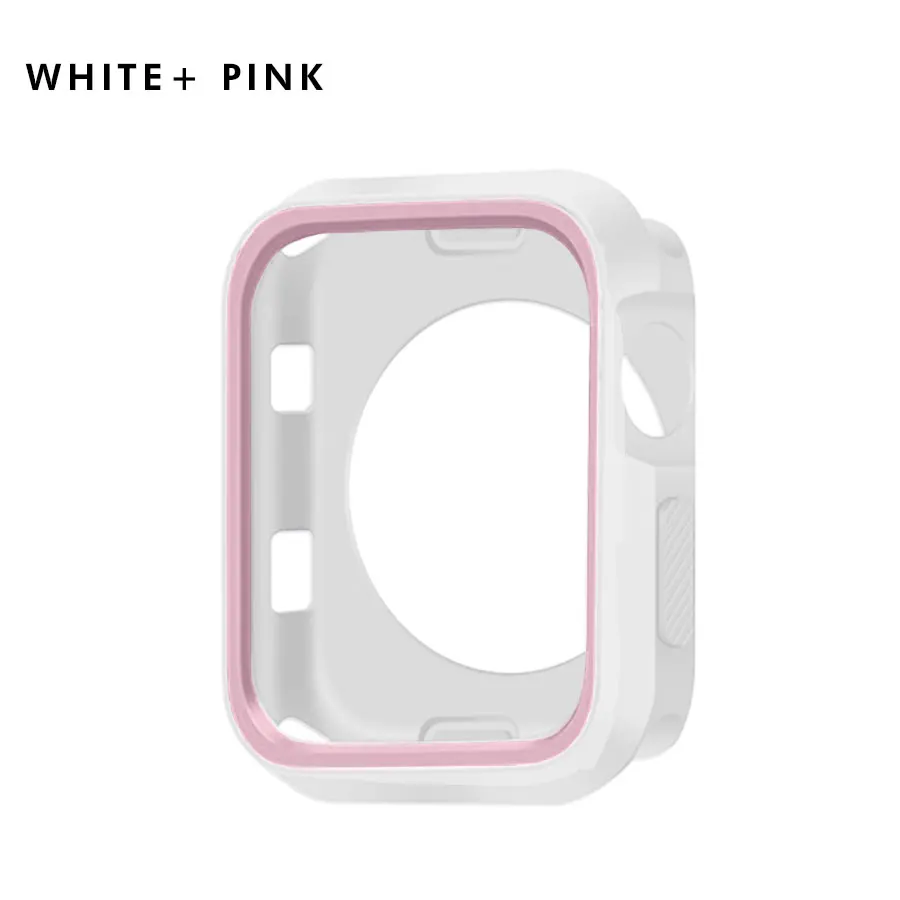 White Pink Силиконовый чехол для часов Apple Watch Series 4/3/2/1 полный протектор Водонепроницаемый анти-детонационный бампер для наручных часов iWatch, 40 мм 44 мм, 38 мм, 42 мм - Цвет: White Pink