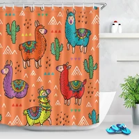 lb abstract american lamas alpaca and cactus ideal shower curtain funny waterproof bathroom fabric for childrens bathtub decor