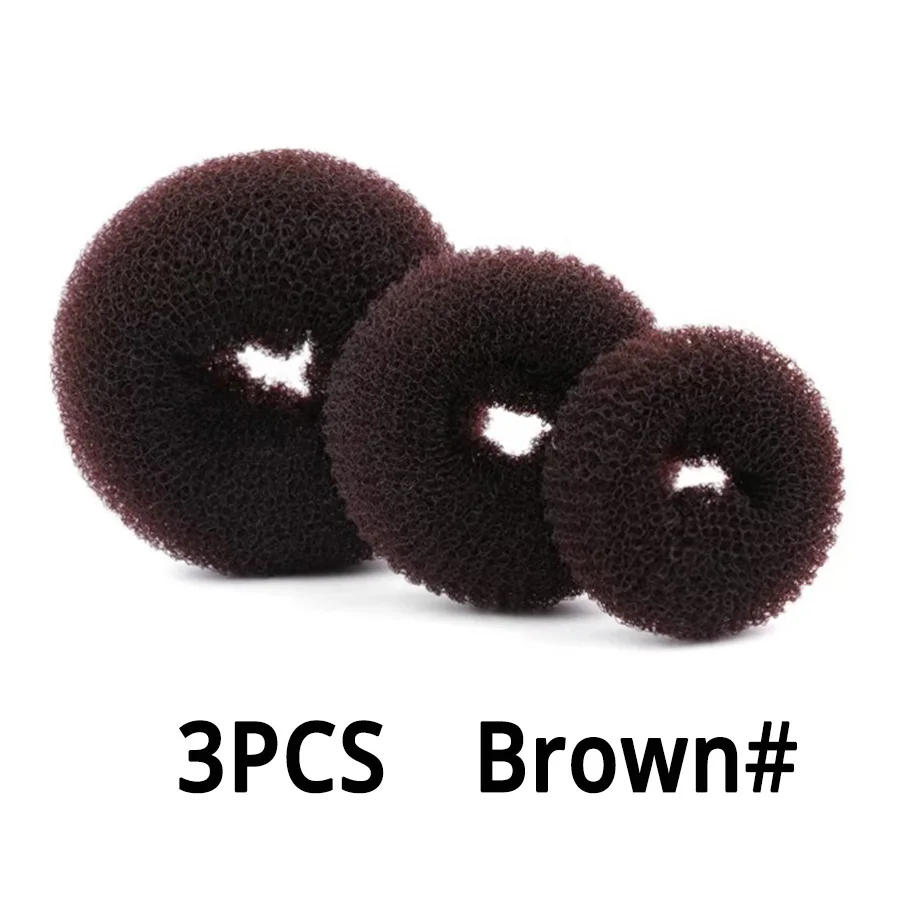 3Pcs-Brown Губка для женщин Девушка волос резинка для прически пучок Пончик Формирователь волос производитель 3 размера быстрая лента для формирования прически Magische приспособление для собирания волос в пучок Аксессуары Coiffure - Цвет: 3Pcs-Brown