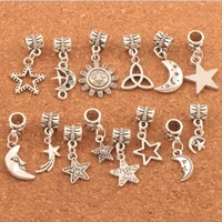 mixed star moon sun charm beads 14pcs zinc alloy dangle fit european bracelets diy hot sell bm59