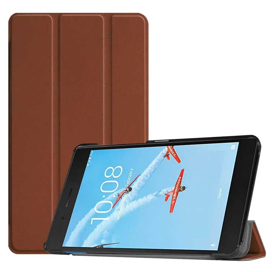 brown Тонкий Магнитный чехол из искусственной кожи для lenovo Tab E7 tb-7104f, 7,0 дюймов, умный чехол для lenovo Tab E7, чехол для планшета+ пленка+ ручка - Цвет: brown