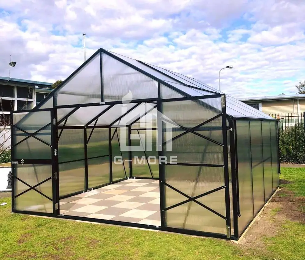 Алюминиевая оранжерея для улицы 4 м ширина зеленый сад|Садовые теплицы| |