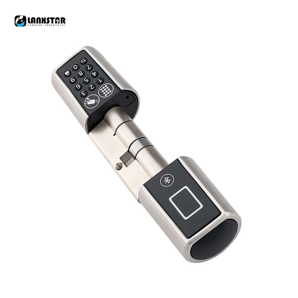 LANXSTAR Блокировка Bluetooth умный электронный замок двери приложение, код, Засов для дома, гостиницы, квартиры - Цвет: Silver Color Lock