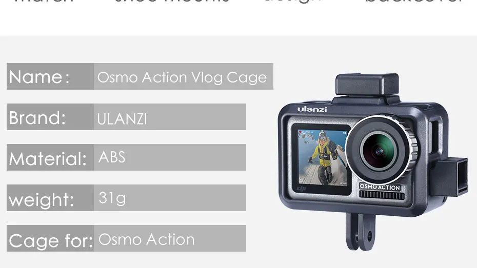 Ulanzi OA-7 Vlog корпус защитный чехол для Dji Osmo действие двойной Холодный башмак крепление для микрофона/светодиодный фотографический видео светильник