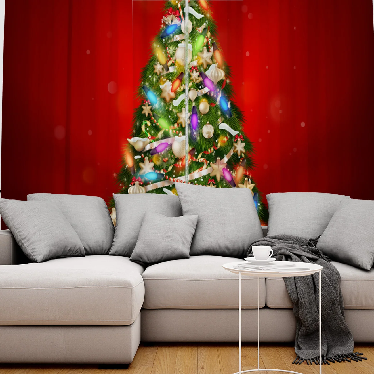 

Dear House Curtains Merry Christams Tree Curtains Living Room Decor