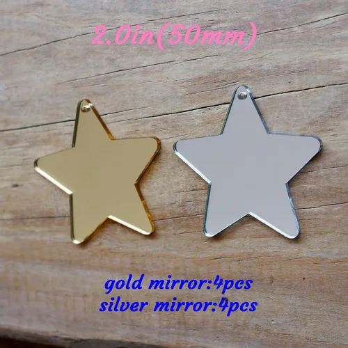 mirror set-8pcs 50 мм акриловый брелок звезда черный, белый, розовый, темно-фиолетовый лазерная резка вечерние украшения "-AC1105 - Цвет: mirror set-8pcs