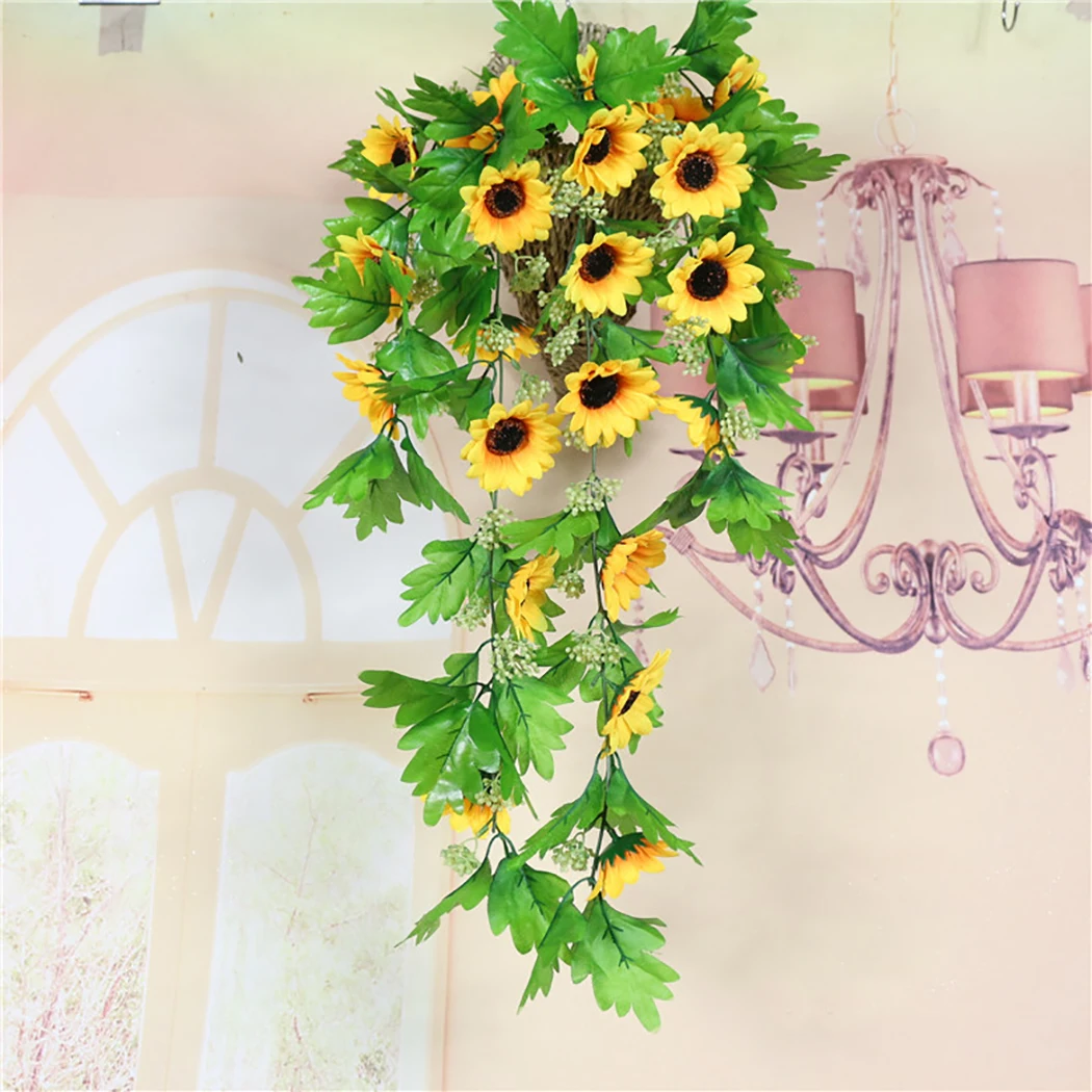

Charmful Artificial Sunflower Garland Decor Wall Flower Garland Hanging Sunflower Vine Wall Flower Vine