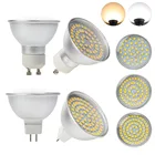GU10 MR16 Светодиодный точечный светильник лампы 4W 6W 8W 3528 SMD 36 светодиодный s 54 светодиодный s 72 светодиодный s 110V 220V ACDC 12V 24V Стекло заменить галогенные лампы