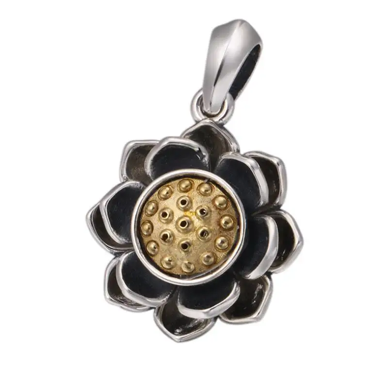 

Vintage Lotus Pendant 925 Sterling Silver Jewelry (FGL)